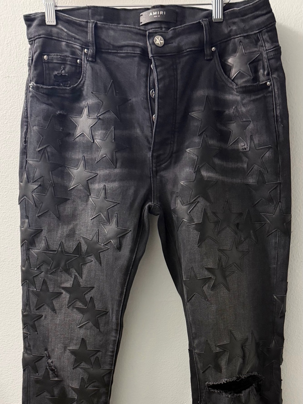 Black AMIRI Star Patch Jeans Mens Size 35 Waist